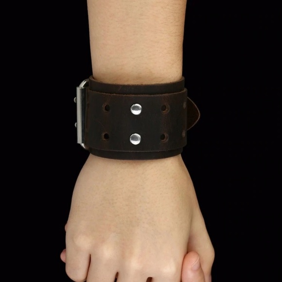 Accessories Brown Leather Buckle Cuff Bracelet Wristband Men Poshmark
